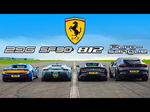 Ferrari Purosangue vs 812 vs SF90 vs 296 GTB: ARRANCONES