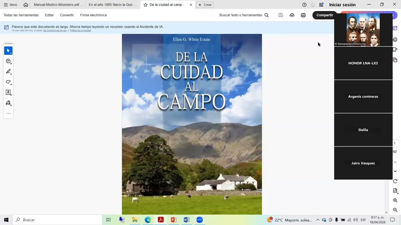 DE LA CIUDAD AL CAMPO. Escuela Sabática. Tema 12. Argenis Contreras.