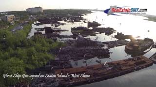 preview picture of video 'From Above: The Haunted Ghost Ship Graveyard, Staten Island'