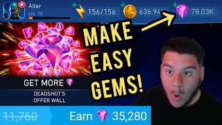 How To Make 75,000 GEMS In 2 Hours!!! (NO HACKS) - Injustice 2 Mobile