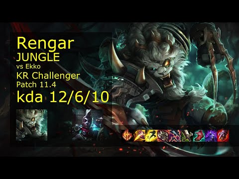 Rengar Jungle vs Ekko - KR Challenger 12/6/10 Patch 11.4 Gameplay // [롤] 렝가 vs 에코 정글