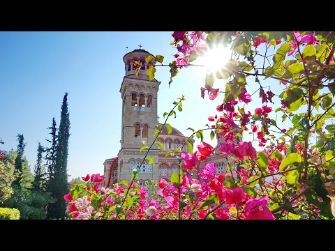 Tour around the monastery and church of Agios Nektarios on Aegina island in Greece