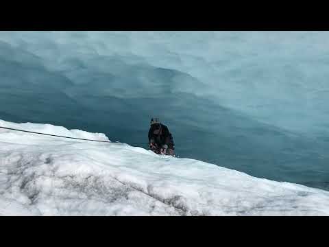 Katie Ice Climbing near Styggevatnet (Lake=Vatnet) in Vestland, (W.Cent.) Norway-Tue 3 July 2018 (2)
