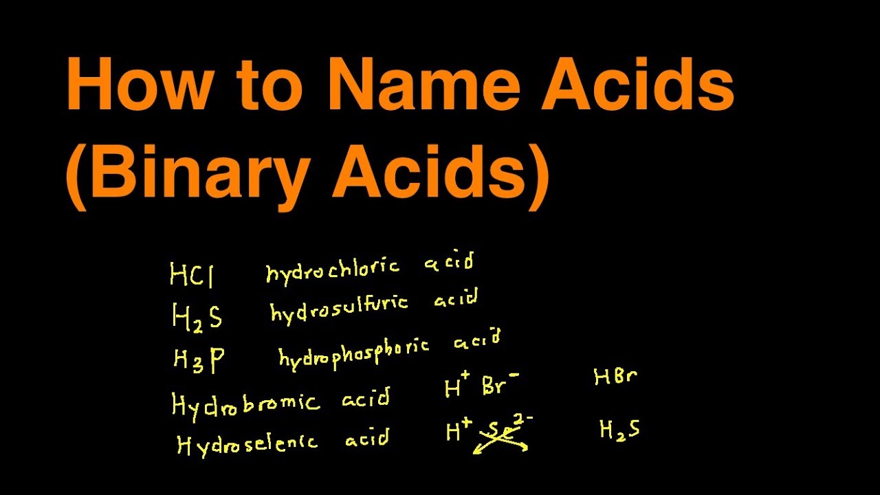 How to Name Acids (Binary Acids) Examples, Practice Problems, Rules, Questions