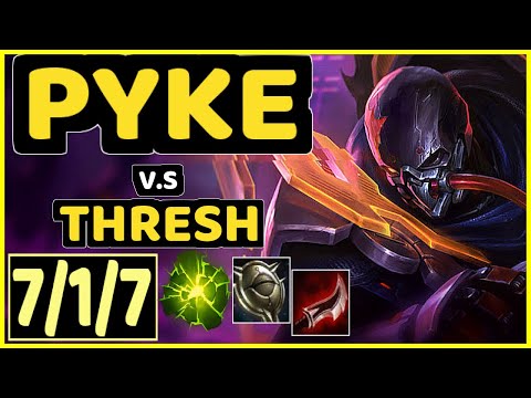 DUMBLEDOGE (PYKE) vs THRESH - 7/1/7 KDA BOTTOM SUPPORT GAMEPLAY - EUW Ranked GRANDMASTER