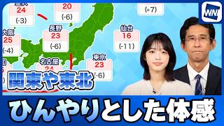 【暑さから一転】関東や東北はひんやりとした体感