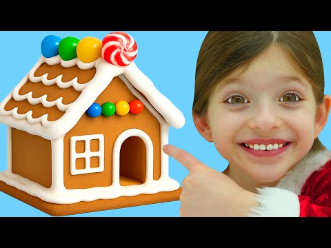 Adel is Decorating a Gingerbread Man House! Fun Christmas Activity for Kids!