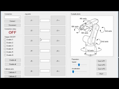 3D Printed 6DoF Arduino Robot arm - Control software