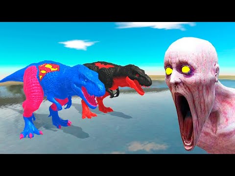 SUPERMAN & RED BATMAN T REX VS THE SHY GUY (SCP-096) - ANIMAL REVOLT BATTLE SIMULATOR