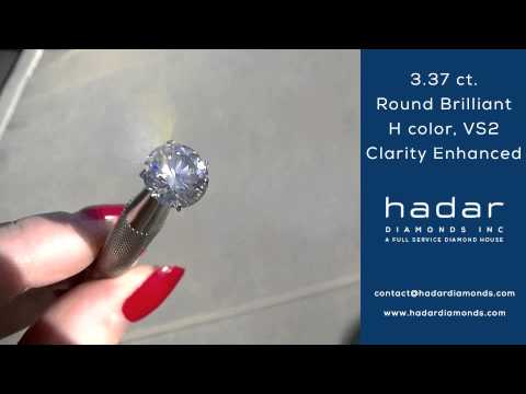3+ Carat Clarity Enhanced Diamond |  3.37 ct., VS2 clarity, H color