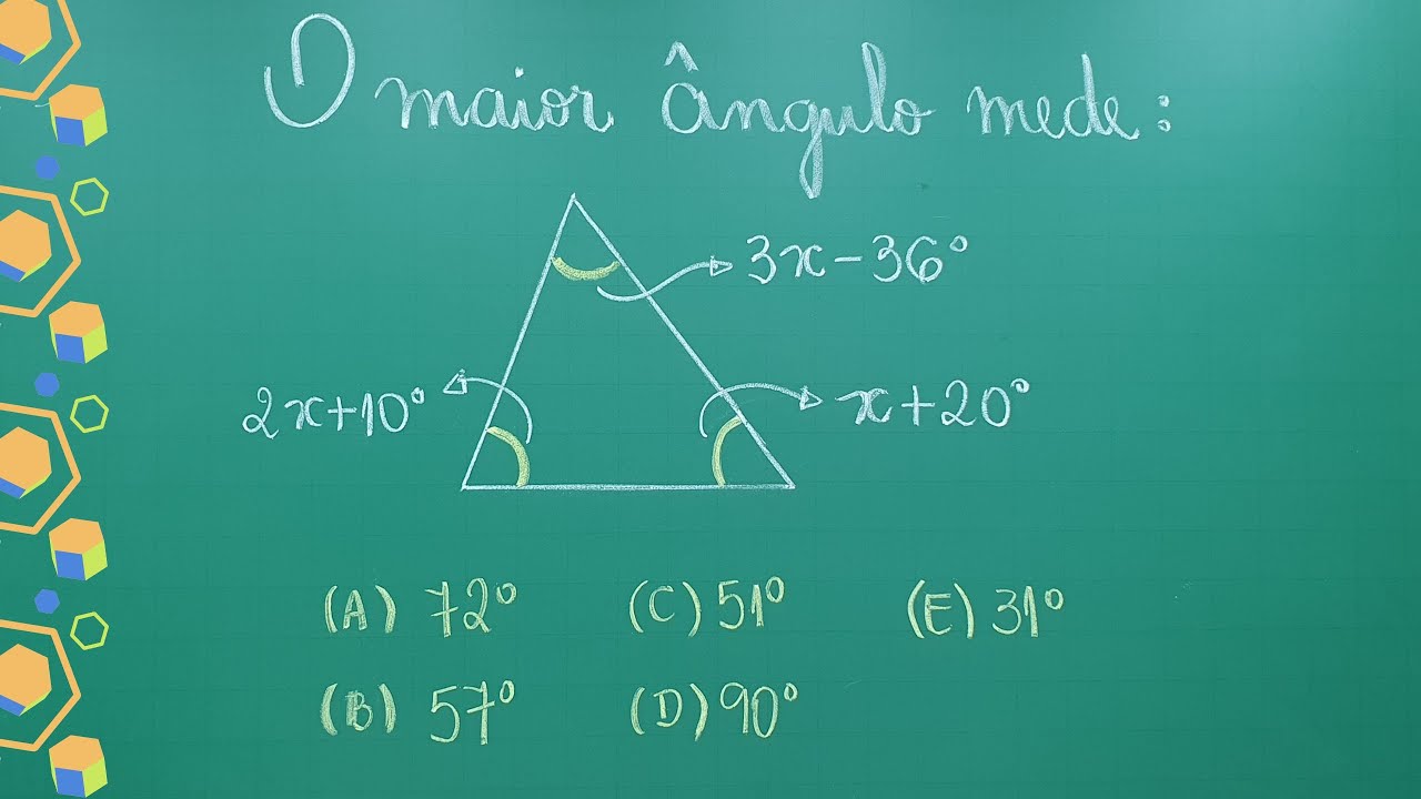 O MAIOR ÂNGULO MEDE? ∣ TRIÂNGULO - SOMA DOS ÂNGULOS INTERNOS @professoraangelamatematica