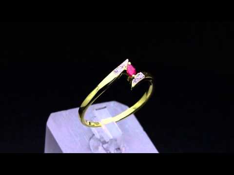 1017-1005  RUBY AND  DIAMOND SOLITAIRE PROMISE COCKTAIL RING YELLOW GOLD