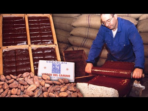 Homemade chocolate. Grinding by hand on stone and without the use of modern machinery