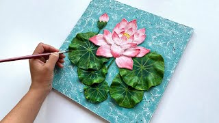 How to Paint Lotus Flower with Plaster | papier mache | Textured Art Step by Step by Vanoushe Art