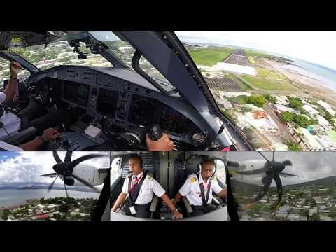 Breathtaking Mountains CLOSE to final approach! ATR 72-600 into Mayotte, Ewa Air!!! [AirClips]