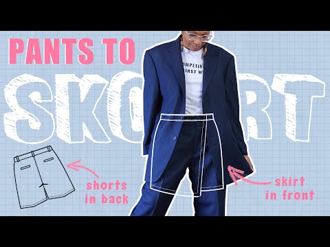 DIY Transform Pants to SKORT set with a Twist!