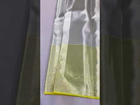 Silver with light yellow pure kanchipuram wedding silk sarees