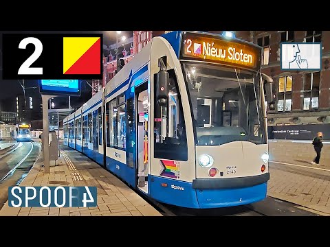 Cabinerit Tram 2 (Amsterdam) | Oudenaardeplantsoen - Centraal Station (Tram Driver's POV)