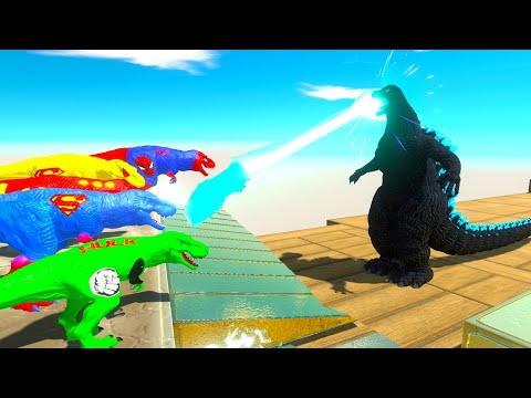 DINOSAURS MARVEL vs  SUPERHERO TOURNAMENT FIGHT - Animal Revolt Battle Simulator