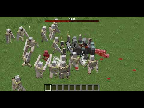 100 iron golems vs raid!