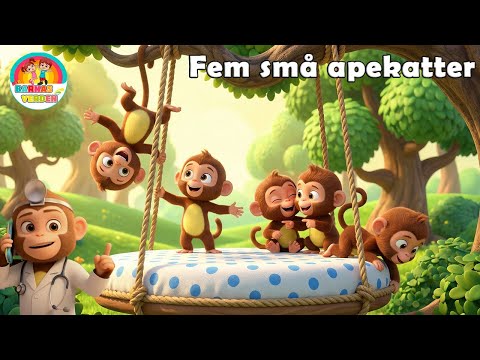 Fem små apekatter 🙉 | Barnesanger på norsk | Norske Barnesanger