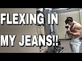 TEEN Bodybuilder Flex in JEANS at Private Gym || Back and Biceps