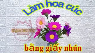 Làm hoa cúc bằng giấy nhún rất đơn giản/ Ngọc Nữ TV