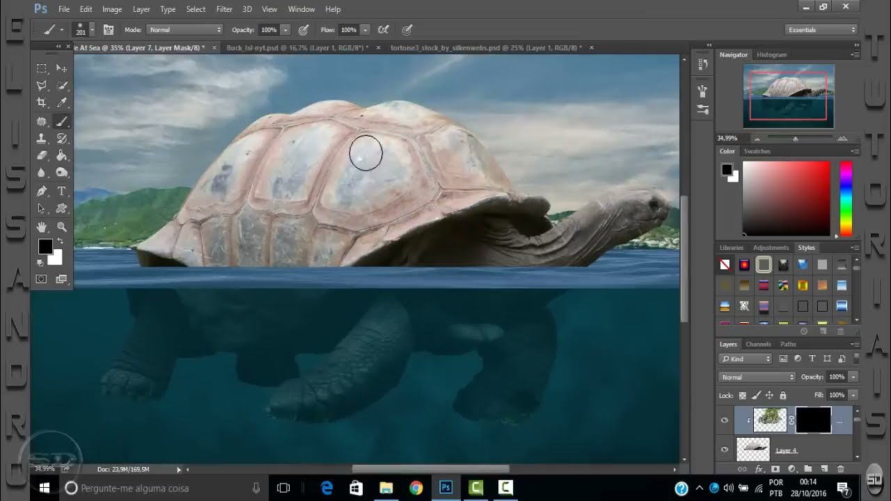 adobe photoshop tutorial underwater turtle island by elissandro pinto