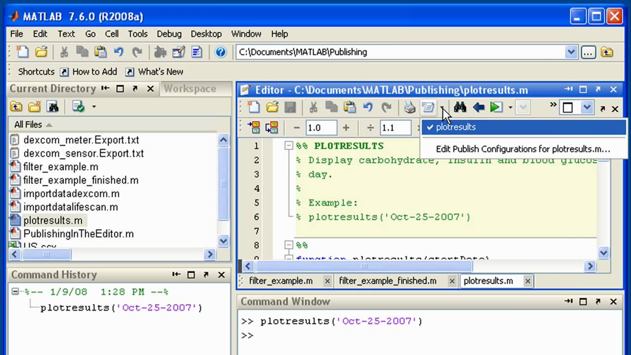 Publishing MATLAB Code from the Editor (Previous Release)
