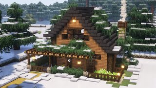 [Minecraft] Aesthetic Winter Cabin Tutorial / House / Mizuno&#39;s 16 Craft Resource Pack