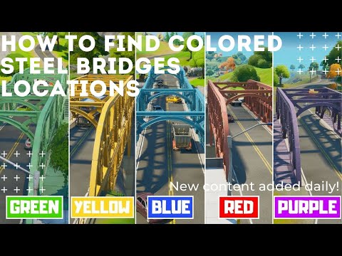 How To Visit The Red,Yellow,Green,Blue,Purple Steel Bridges Locations(Fortnite Week 5 Deadpool)