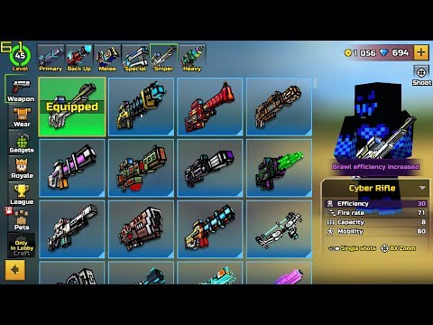 Pixel Gun 3D - Using All Cyber Sniper Weapons Challenge [Cyber Mode]
