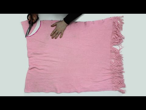 Recycle Old Winter Shawl to Very Easy Poncho in 5 Minutes ♻️ Wear in 2 Styles