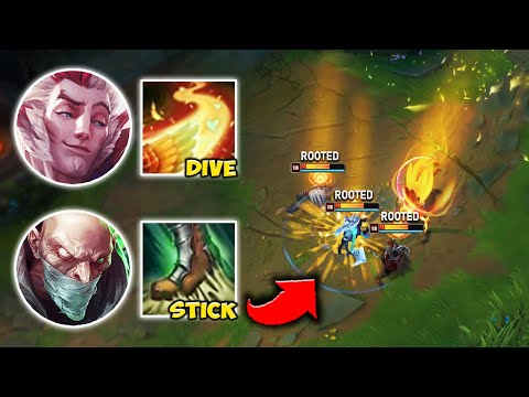 WE RAN THE BEST DIVE COMP OF ALL TIME!! (RAKAN + SINGED = FREE LP) - League of Legends