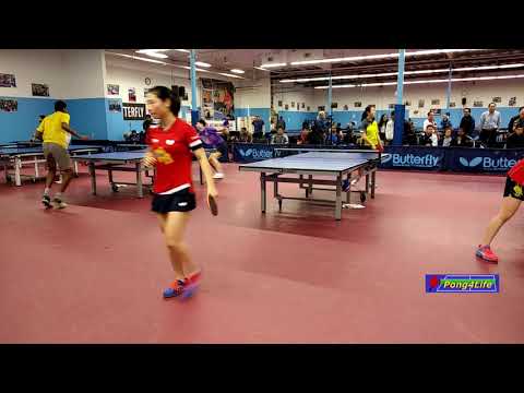 Women's Round Robin: Ava (2271, Yellow) vs Zha Wenting (2471) at ICC Butterfly Open on 2018-12-9