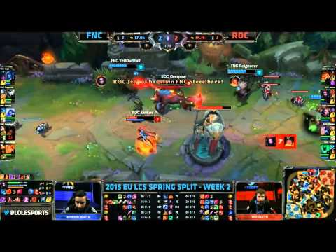 FNC Failed Toplane Dive - FNC vs ROC Game 1 (EU LCS Spring 2015)