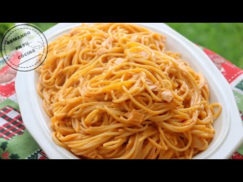 Espagueti Rojo Con Crema Y Jamon Para Navidad