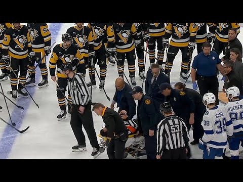 Referee Steve Kozari Stretchered Off Ice After A Scary Collision With Hayden Fleury