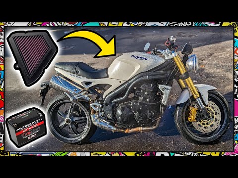 K&N Air Filter Install/Test - Lithium Battery - Speed Triple Mods & Maintenance 2