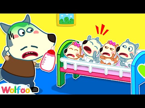 What If Wolf Dad Takes Care of Too Many Babies | Wolfoo Family Kids Cartoon