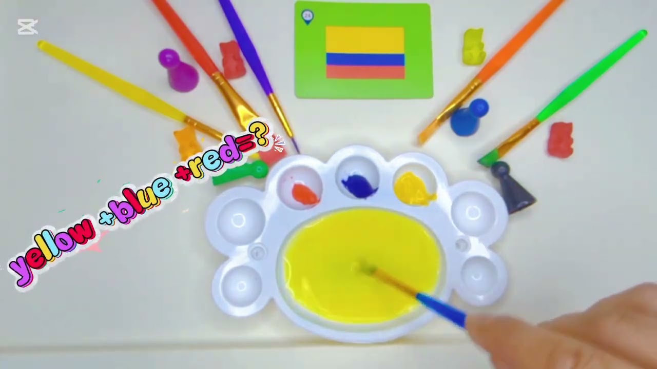 Mixing Paints for the Colombian flag #colors #country 