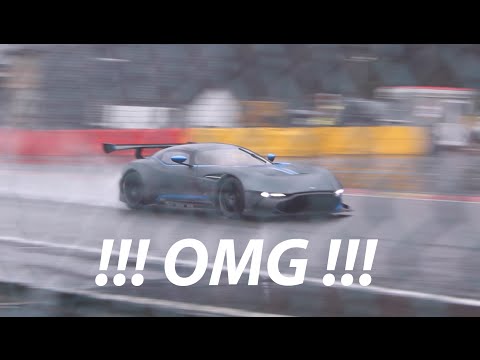 Aston Martin Vulcan!! Insane LOUD FLY BY on wet track! and Start-up