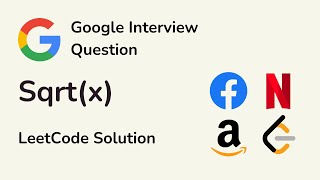YouTube video 'Sqrt(x) - Google Interview Questions - LeetCode 69 Solution - C++'