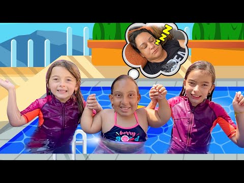 Maria Clara in Funny Story of Mommy sleeping at the Pool (FT Laurinha and Helena) - MC Divertida