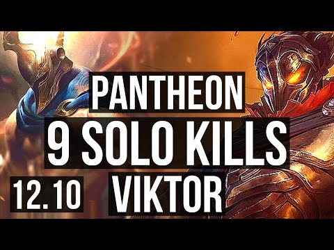PANTHEON vs VIKTOR (MID) | 9 solo kills, 700+ games, 800K mastery, Dominating | KR Master | 12.10