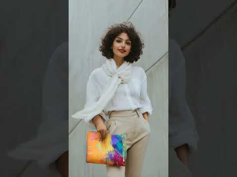 Chic White Blouse with Colorful Clutch Showcase #fashion #elegance #chic