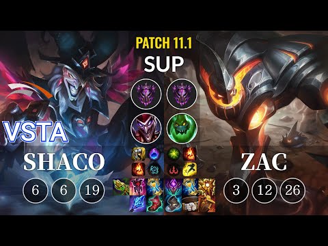 HLE Vsta Shaco vs Zac Sup - KR Patch 11.1