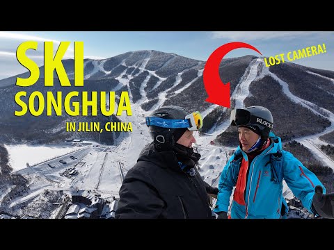 Skiing Lake Songhua in Jilin, China