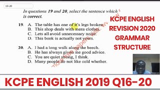 KCPE ENGLISH 2020. KCPE past papers english 2019(KCPE english revision) KCPE ENGLISH 2019 Q16 - 20