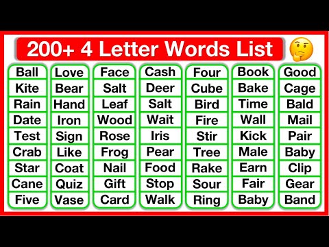 200+ Four Letter Words List 🤔 | Phonics lesson | Reading Words Lesson | Learn with examples